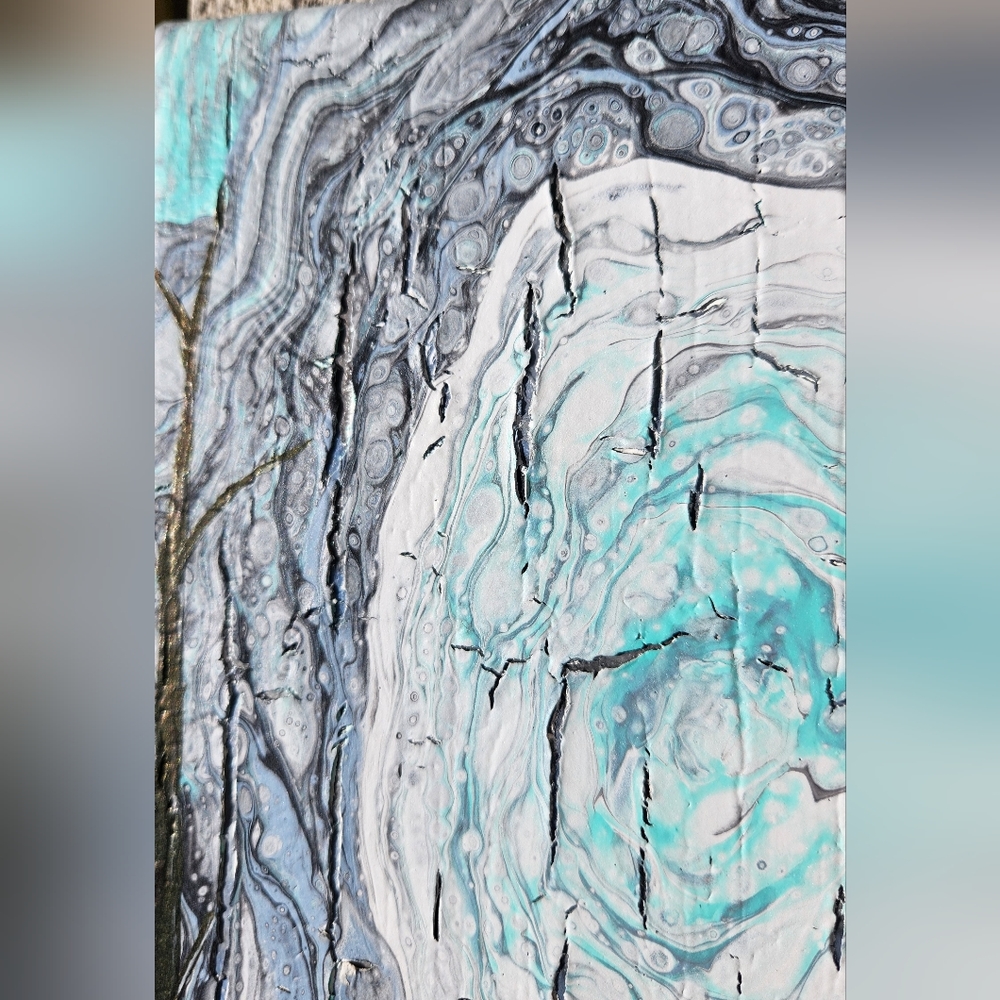 'Ghosted' Handcrafted Embellished Acrylic Paint Pour - Picture 11 of 11